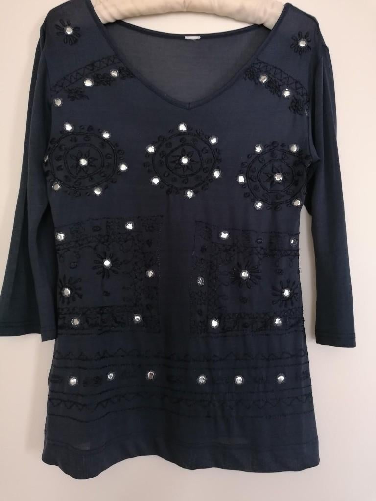 MOOIE donkerblauwe top met spiegeltjes van Didi mt. S, Kleding | Dames, Blauw, Didi, Ophalen of Verzenden, Zo goed als nieuw