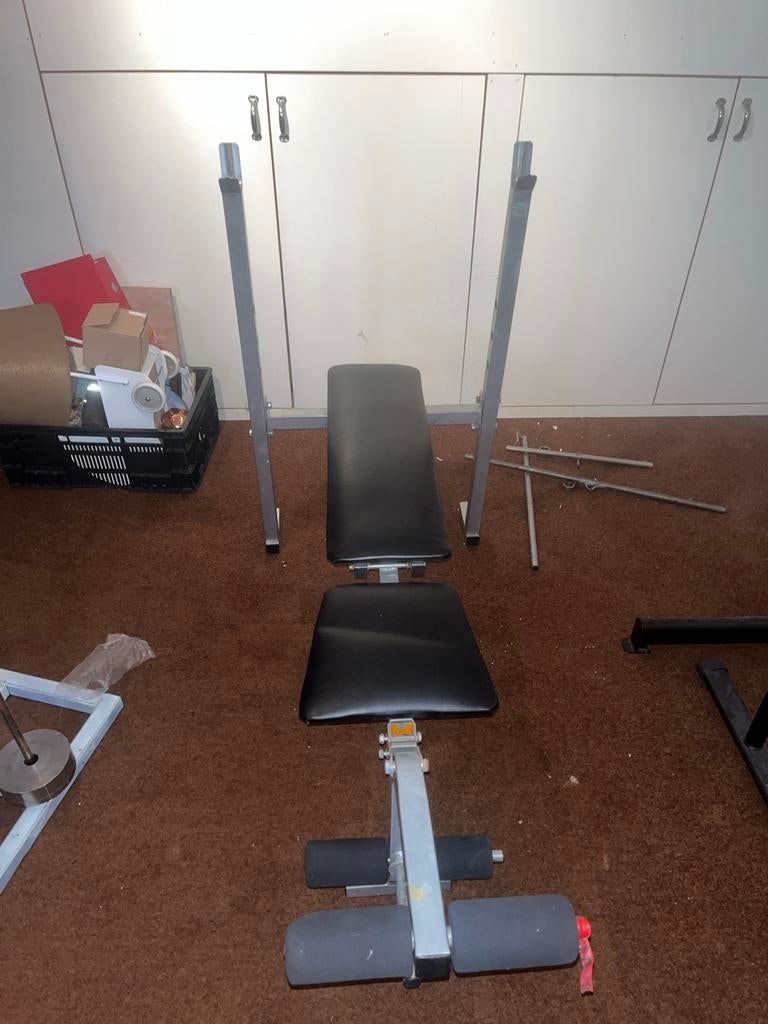 Thuis Fitness set bankdruk bankje squat rek cable machine, Sport en Fitness, Gebruikt, Krachtstation, Armen, Ophalen of Verzenden