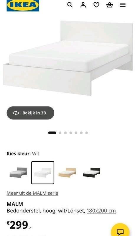 Ikea Malm bed 180x200 cm met lattenbodems - z.g.a.n., Huis en Inrichting, Slaapkamer | Bedden, Zo goed als nieuw, Tweepersoons