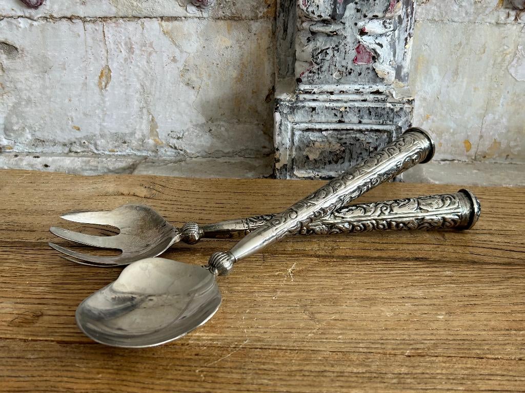 Verzilverd slacouvert - slabestek - Oosters - Toermalein, Antiek en Kunst, Ophalen of Verzenden