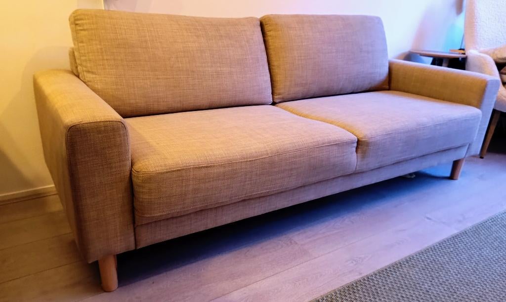 3-zitsbank EGENSE zandkleurige stof van JYSK, Huis en Inrichting, Banken | Bankstellen, Ophalen, 75 tot 100 cm, Zo goed als nieuw