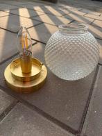 Plafondlamp met gouden voet en glazen kap Leenbakker, Ophalen of Verzenden, Gebruikt, Glas