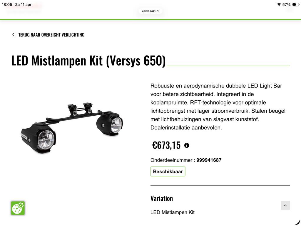Orginele LED Mistlampen Kawasaki Versys 650, Ophalen of Verzenden, Gebruikt