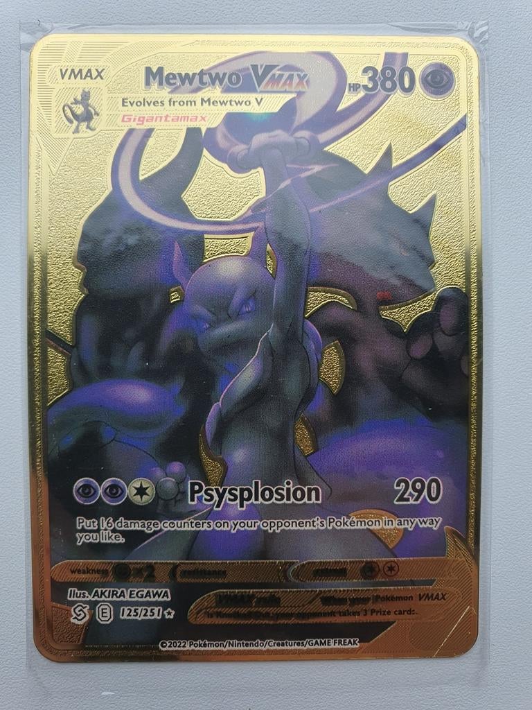 Mewtwo VMax Shadow Metal Card, Pokemon kaart van metaal, Ophalen of Verzenden, Nieuw