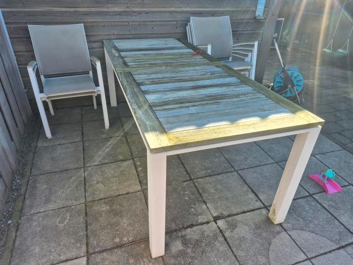 Life Teak houten tuintafel met wat beschadigingen, Tuin en Terras, Tuintafels, Gebruikt, Rechthoekig, Teakhout, Ophalen