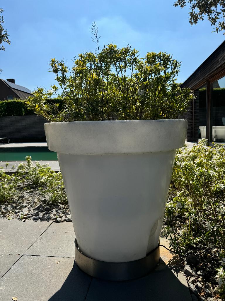 LED bloempot, Ophalen, Kunststof, 40 cm of meer, Rond