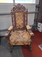 Antieke Eikenhouten Fauteuil met Rijkelijk Snijwerk, Ophalen of Verzenden