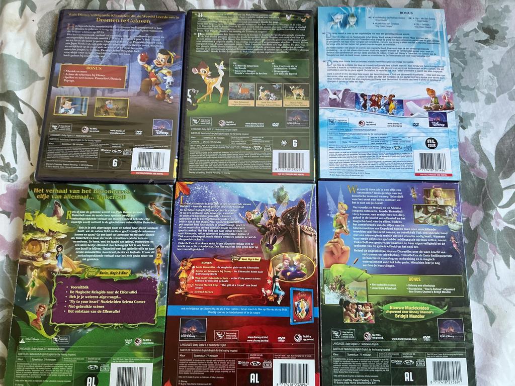 Disney DVD collectie: Pinocchio, Bambi, Tinkerbell films, Avontuur, Gebruikt, Alle leeftijden, Ophalen of Verzenden