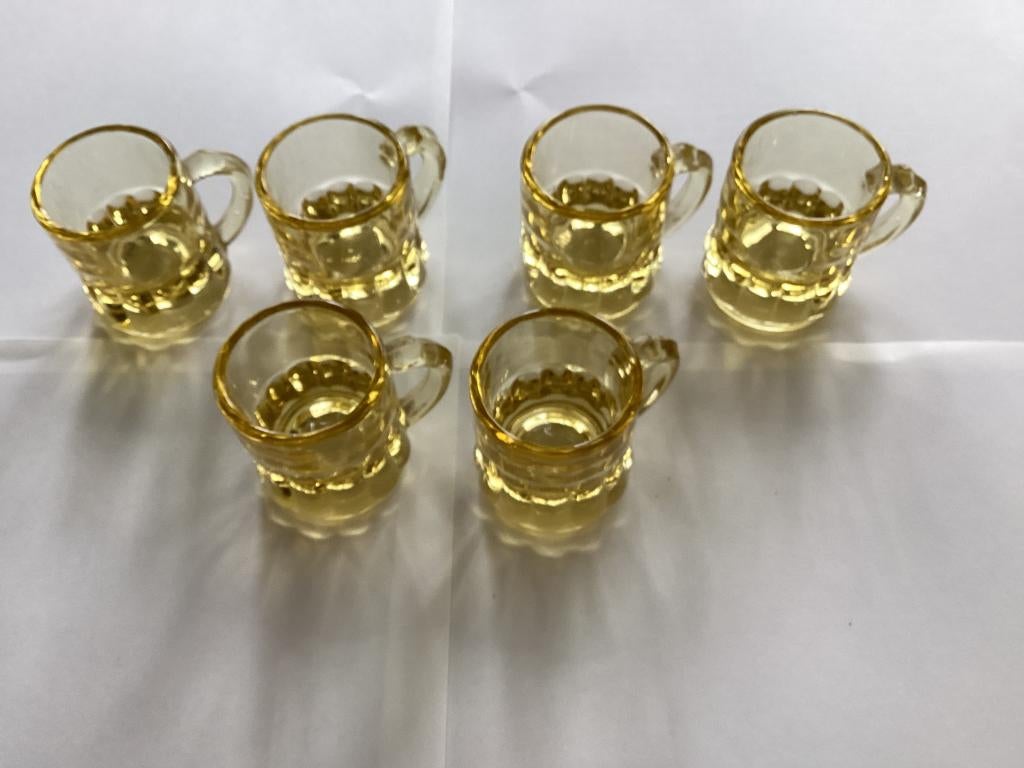 6 antieke borrelglaasjes met oor, Ophalen of Verzenden