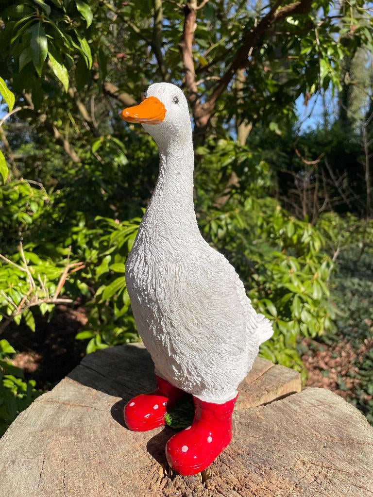 Gans laarsjes, kinder, tuin, vijver Rood 30cm, Ophalen of Verzenden, Nieuw, Kunststof, Dierenbeeld
