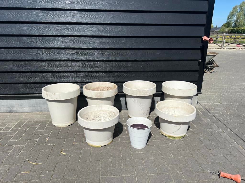 7 witte Ikea potten voor binnen en buiten, Ophalen, Kunststof, Gebruikt, 40 cm of meer
