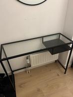 Glazen bureau en bijzettafel IKEA, Ophalen, Zo goed als nieuw, Bureau