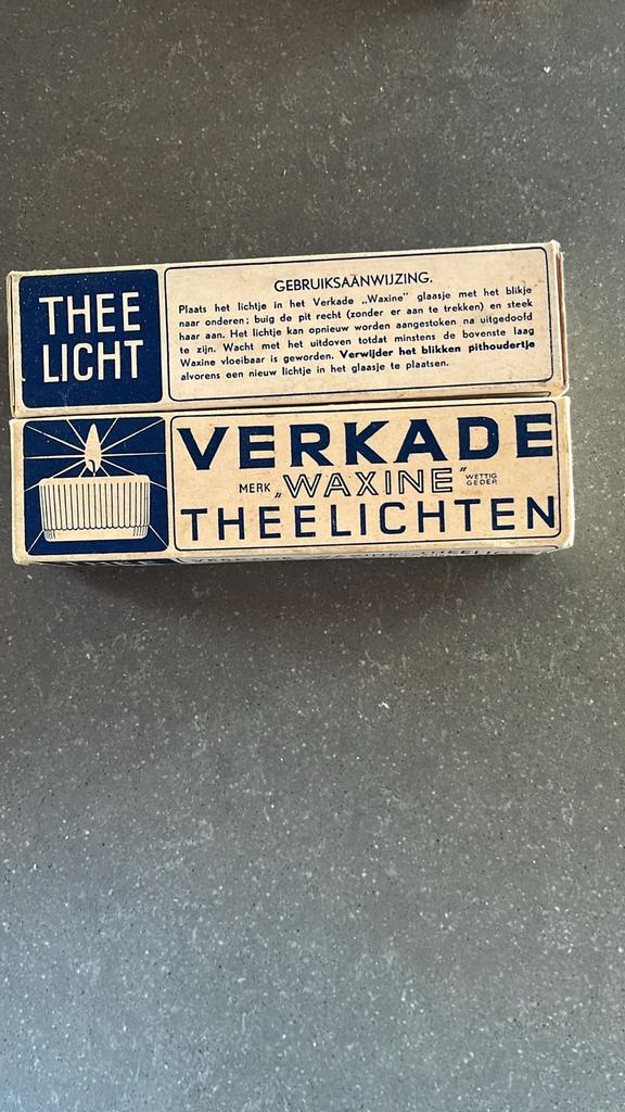 Vintage Verkade Waxine Theelichten - Nieuw in Doos (2 stuks), Ophalen, Overige materialen, Blauw, Nieuw