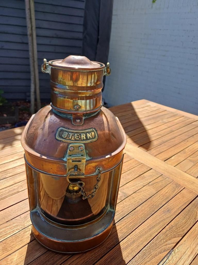 Koperen STERN scheepslantaarn 40 cm met brander, Antiek en Kunst, Ophalen of Verzenden