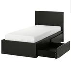 Eenpersoonsbed bed met 2 bedlades en nachtkastje, Huis en Inrichting, Slaapkamer | Bedden, Ophalen, 90 cm, Eenpersoons, Zwart