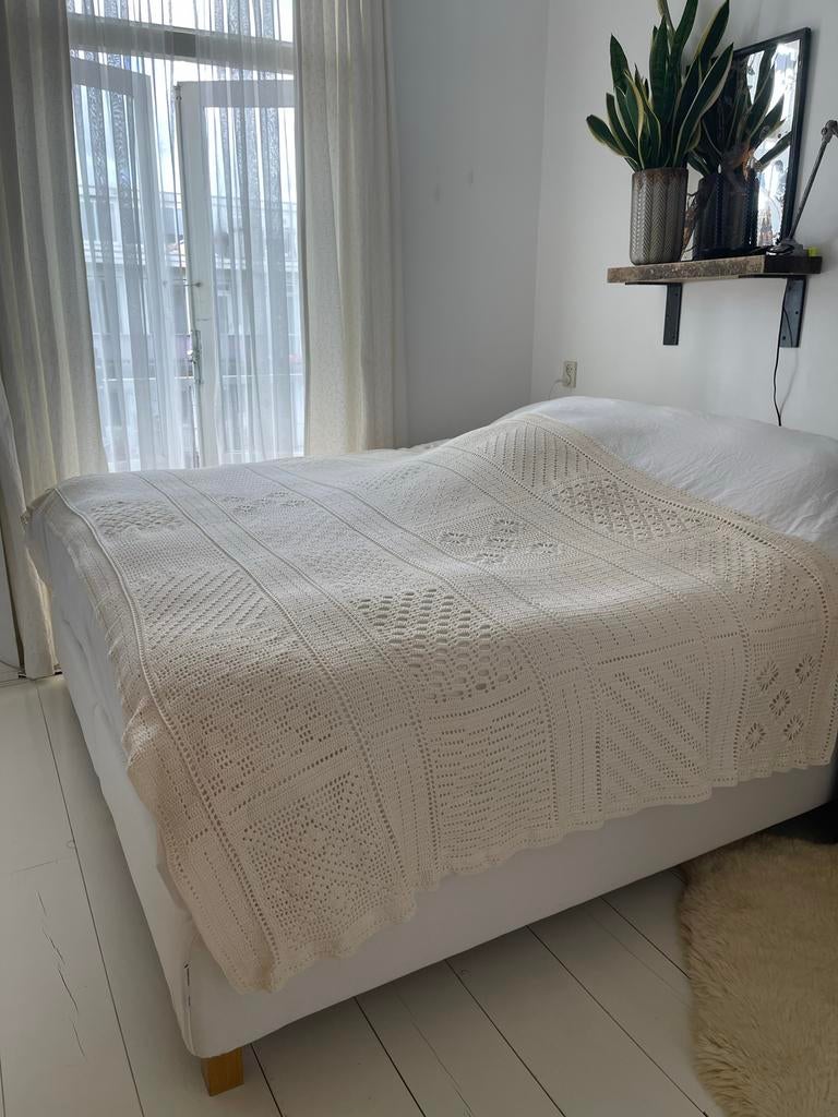Nostalgia Cal 2018 Ecru Gehaakte Sprei - Filet Haaktechniek, Ophalen, Beige, Tweepersoons, Deken of Dekbed