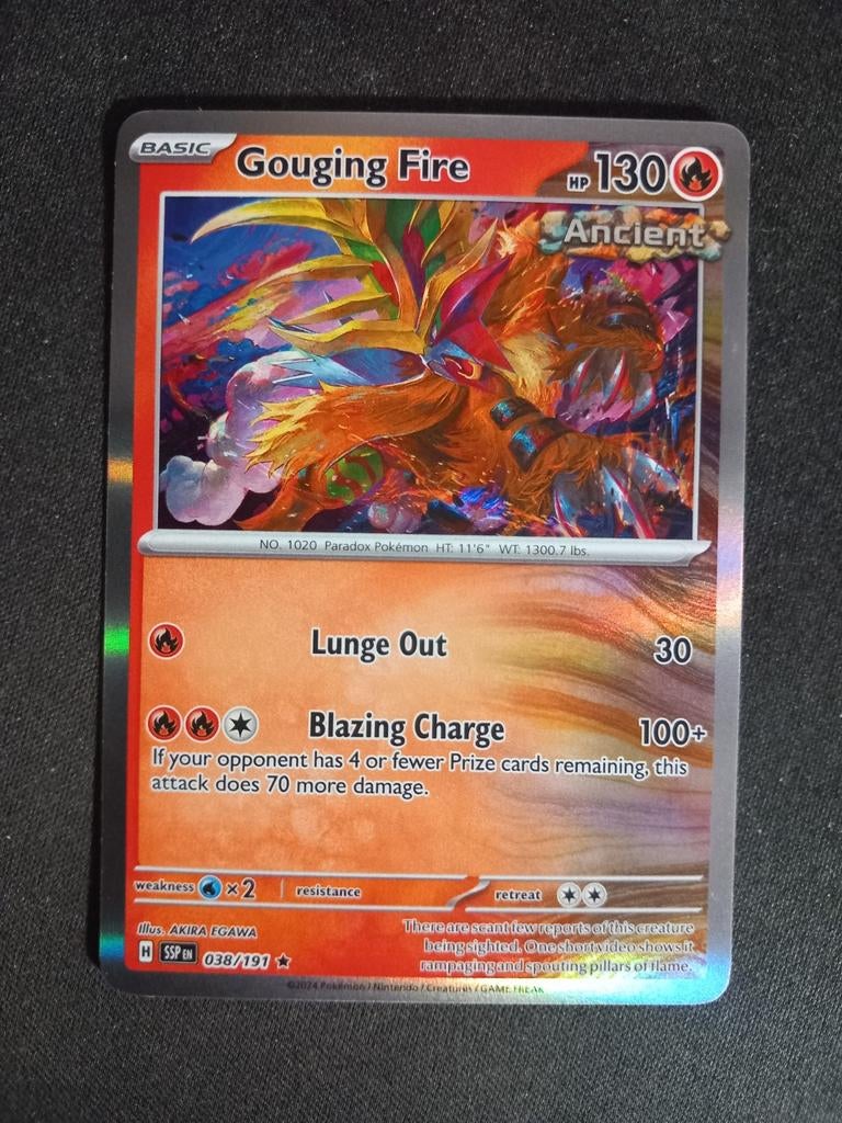 Pokemon Gouging Fire 038/191 Surging Sparks Holo NM, Verzenden, Zo goed als nieuw, Losse kaart, Foil