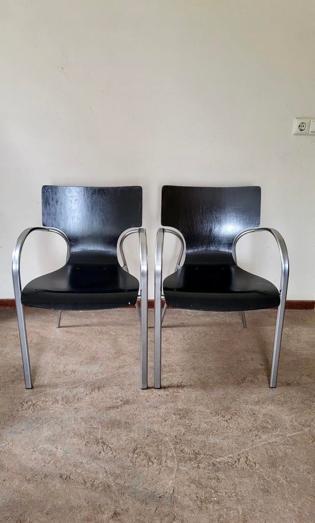 Kens, Ninetees vintage designstoelen “Jim”, Huis en Inrichting, Stoelen, Ophalen, Gebruikt, Twee, Zwart