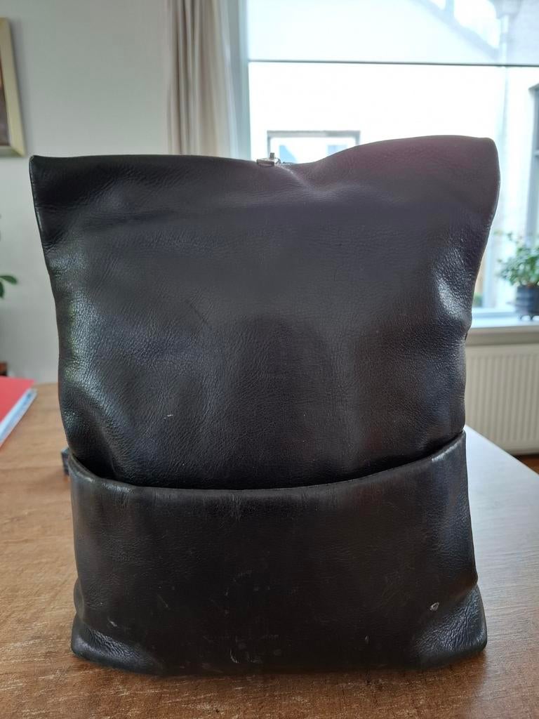 Zwarte leren rugzak - Bosboom 26b 33h, Ophalen of Verzenden, Gebruikt