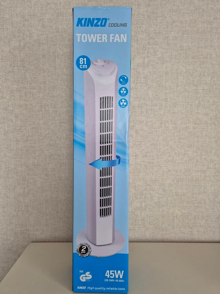 Nieuwe Kinzo Torenventilator 81cm Draaibaar 45W, Witgoed en Apparatuur, Ophalen of Verzenden, Nieuw, Torenventilator
