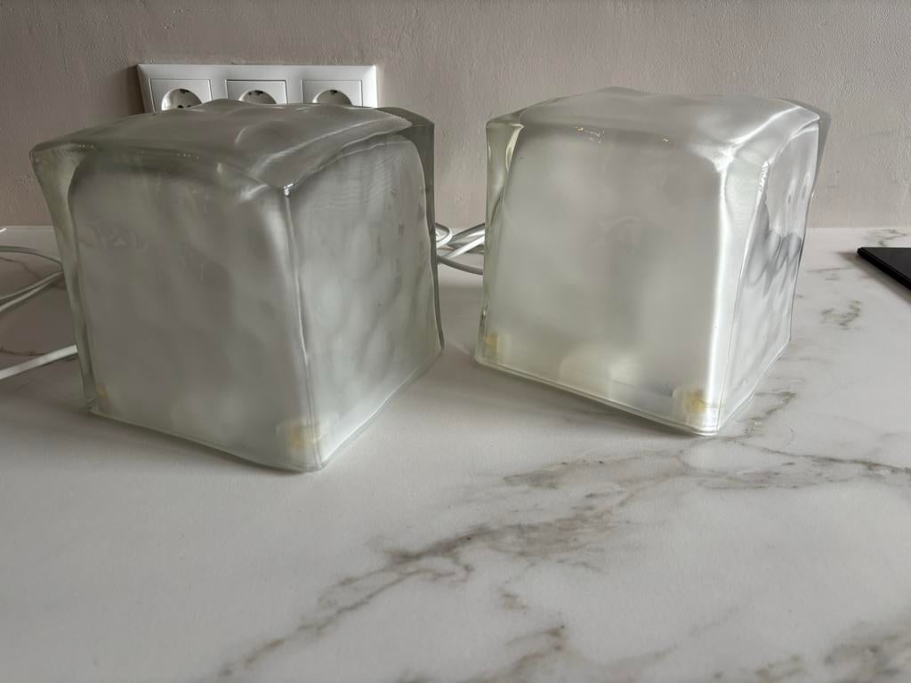 Ikea Ice Cube lamp - Set van 2 Iviken ijsbloklamp, Ophalen, Gebruikt, Glas, Minder dan 50 cm