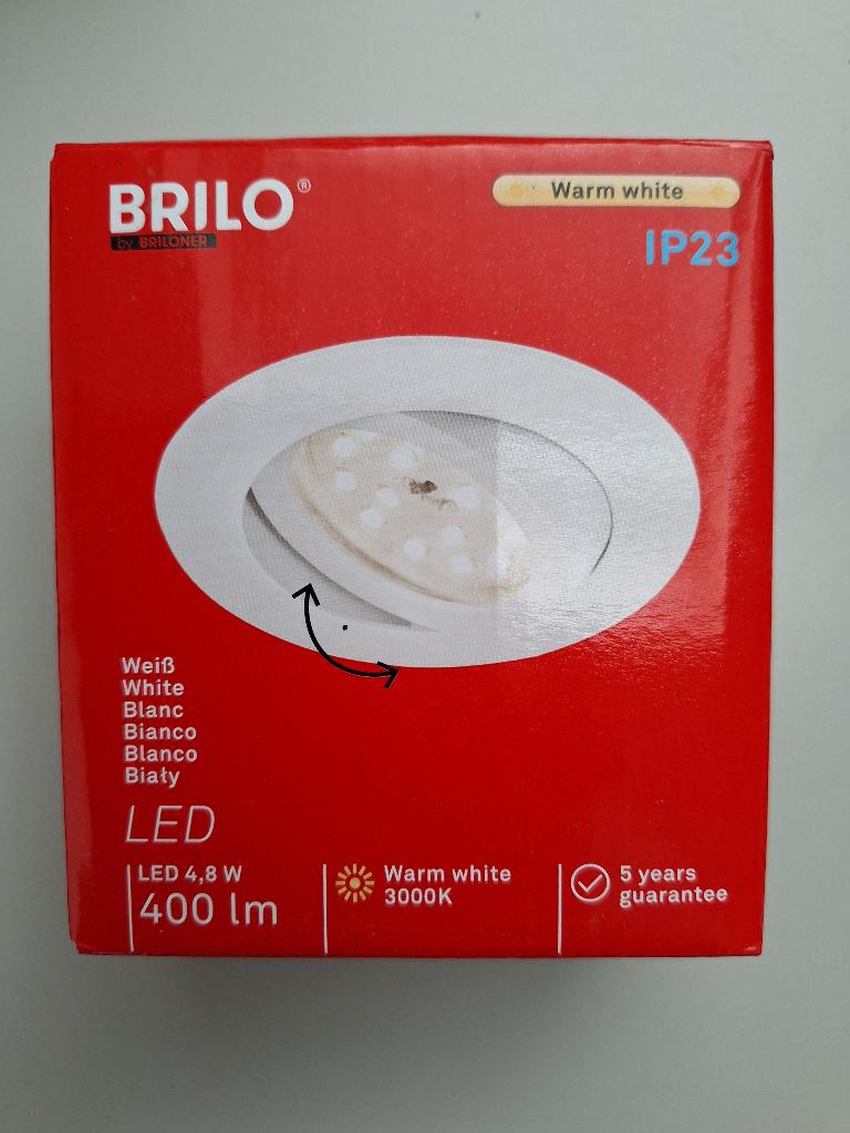 2 st. BRILO LED Inbouwspot 8312 Ø 82 mm wit, Huis en Inrichting, Ophalen, Kunststof, Nieuw, Led