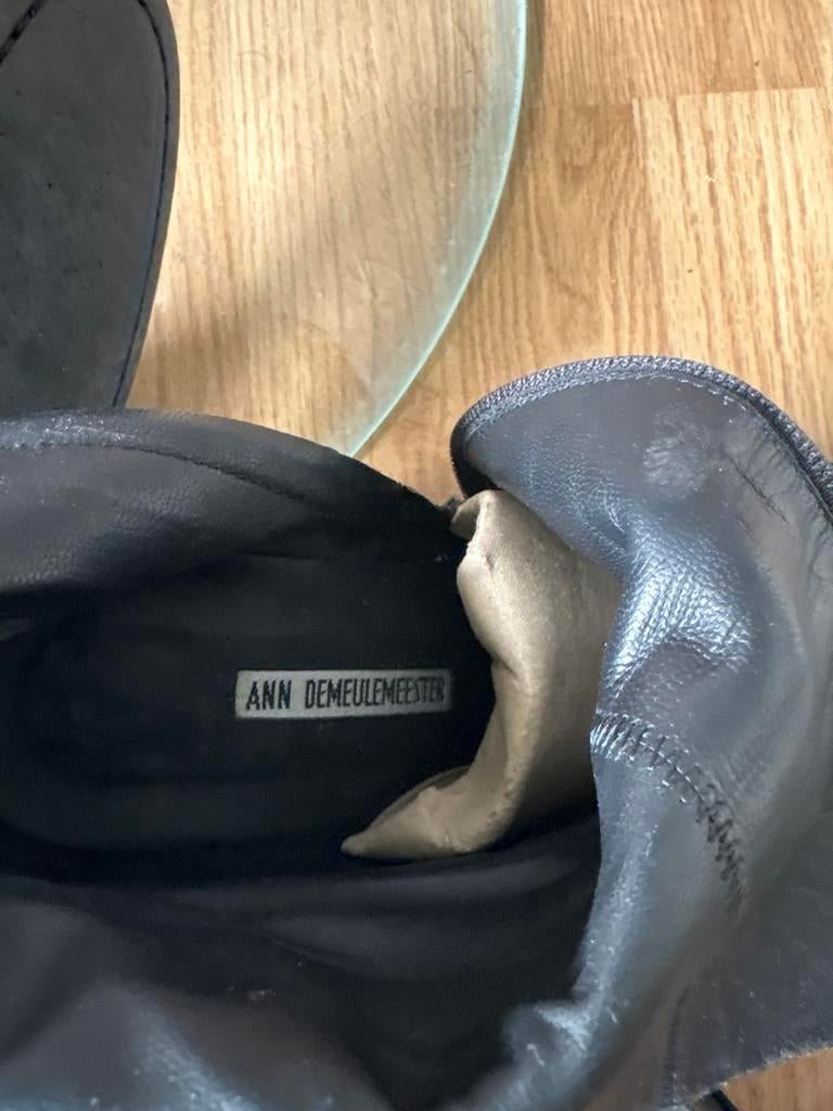 Ann Demeulemeester zwarte leren enkellaarzen, Ophalen of Verzenden, Gedragen, Zwart, Lage of Enkellaarzen