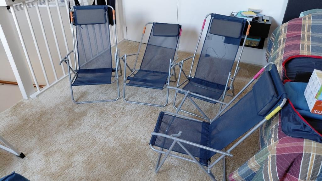 3x Camping Strandstoeltjes - Comfortabel en Compact, Caravans en Kamperen, Ophalen, Gebruikt, Campingstoel