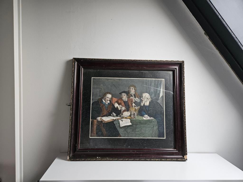 Handgekleurde kopergravure Maarten Luther in lijst, Ophalen of Verzenden