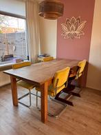 Massief houten eettafel - Robuust en stijlvol, Ophalen, Gebruikt, Vijf personen of meer, 200 cm of meer