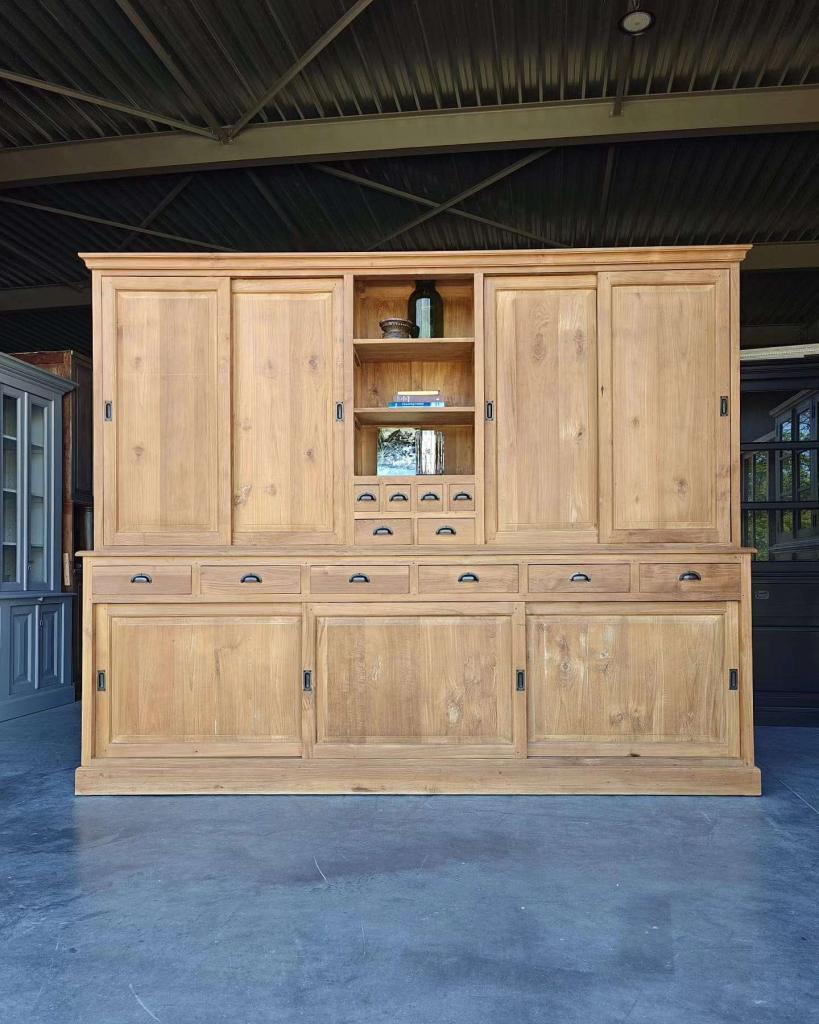 Geweldige grote teakhouten wandkast | Buffetkast teak #8623, Niet ingevuld, 250 tot 300 cm, 200 cm of meer, Niet ingevuld