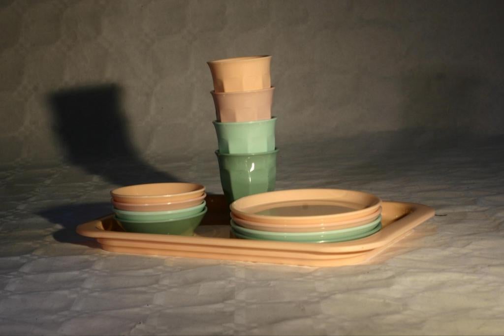 Kinderservies vintage Søstrene Grene pastelkleuren, Ophalen of Verzenden, Gebruikt