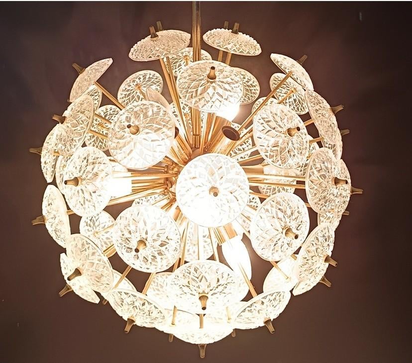 Vintage spoetnik sneeuwbal hanglamp - Val Saint Lambert, Ophalen of Verzenden, Gebruikt