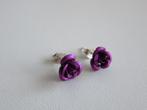 oorknopjes met roze paarse roos bloem (oorbellen), Sieraden, Tassen en Uiterlijk, Oorbellen, Overige materialen, Paars, Ophalen of Verzenden