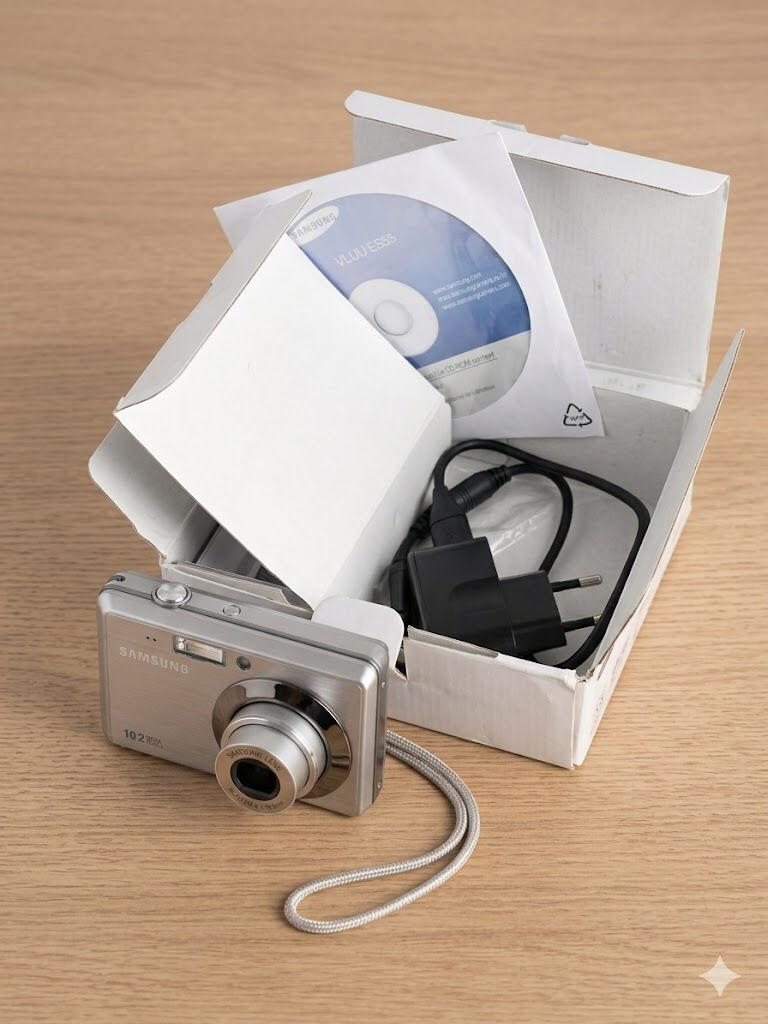Samsung ES55 compactcamera + doos – compleet & accessoires, Ophalen of Verzenden, Zo goed als nieuw, Samsung