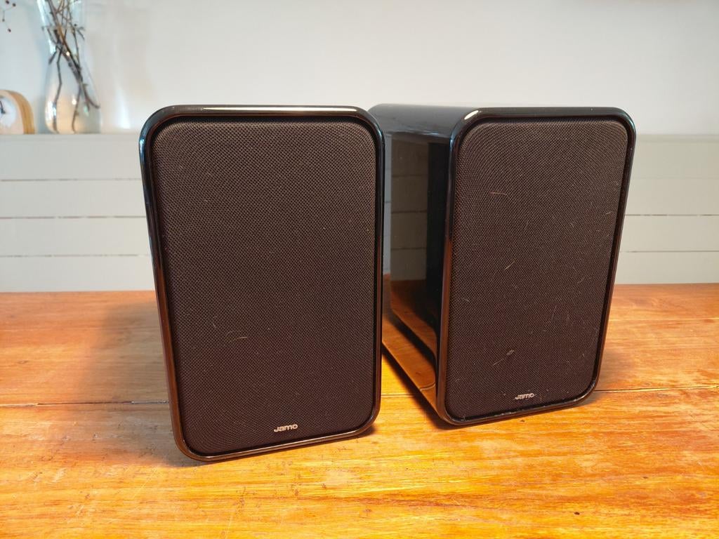 Jamo S404 Hoogglans Zwart Speakers, Gebruikt, Ophalen of Verzenden, 60 tot 120 watt, Front, Rear of Stereo speakers