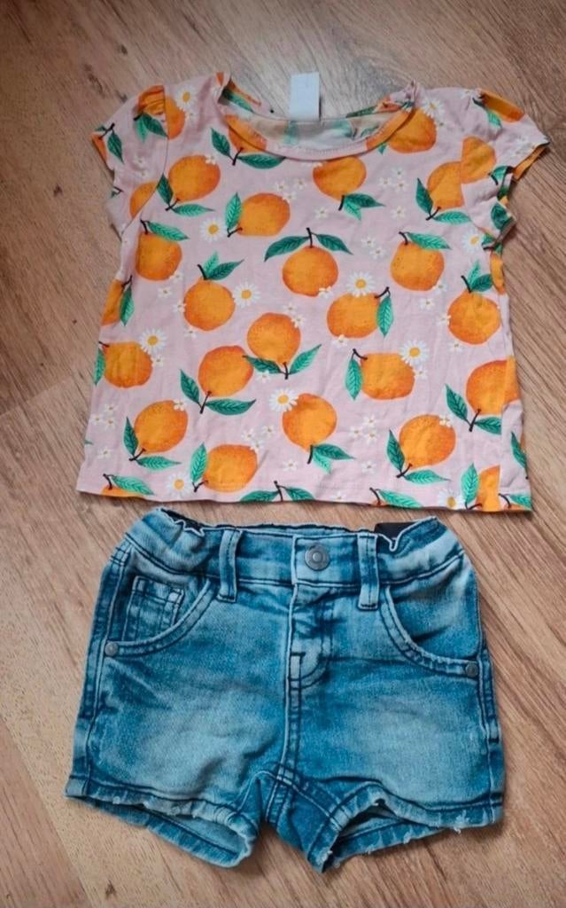 Zomer setje - Spijkerbroekje Name It met vrolijk t-shirt - M, Kinderen en Baby's, Babykleding | Maat 80, Ophalen of Verzenden