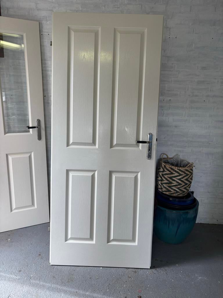 Witte binnendeur / paneeldeur, rechts scharnierend, Ophalen, Gebruikt, 80 tot 100 cm, Binnendeur