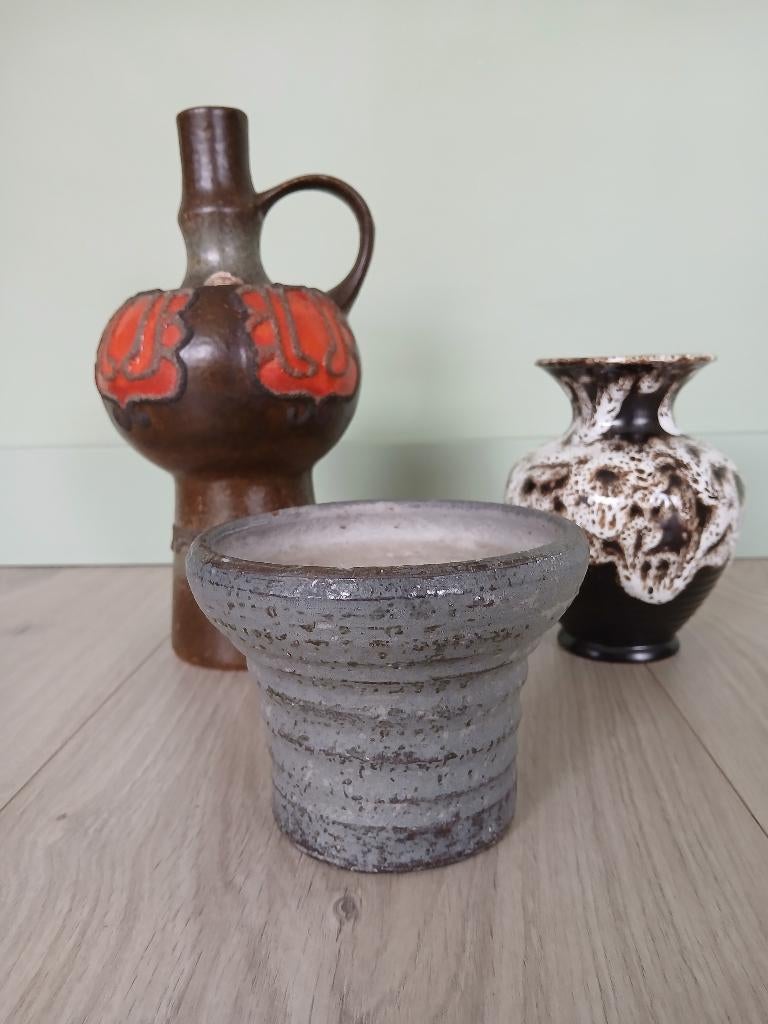 3 Vintage vazen, Gebruikt, Overige kleuren, Aardewerk of Porselein, Ophalen of Verzenden