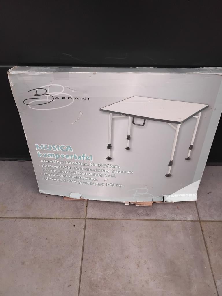 Camping tafel campingtafel bardani 80x60 cm hoogte verstelba, Ophalen of Verzenden, Zo goed als nieuw, Campingtafel