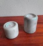 Twee kandelaars waxinelicht carrera marmer, Ophalen of Verzenden, Zo goed als nieuw, Wit