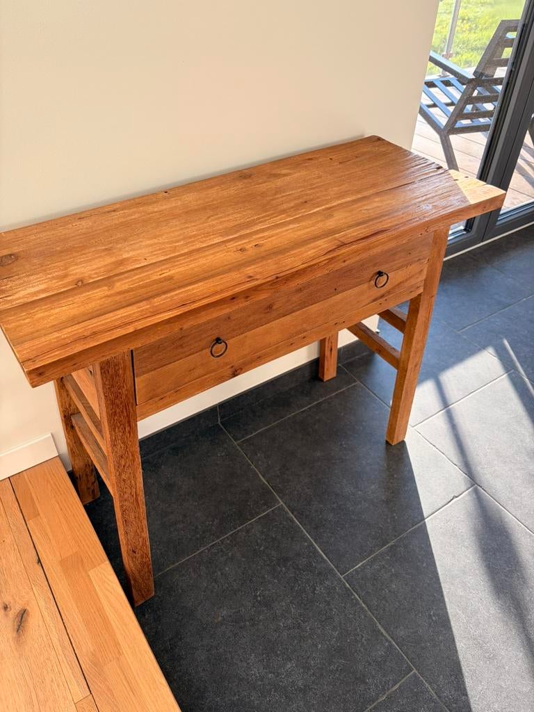 Teak sidetable kastje met lade, Ophalen, Gebruikt, 50 tot 100 cm, Teakhout