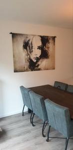 Eetkamer stoel met armleuning en wieltjes mango houten tafel, Huis en Inrichting, Ophalen of Verzenden, 4 tot 6 stoelen