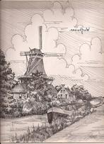 Warfhuisen Molen met vaart Tekening Sievers 1948 Warfhuizen, Antiek en Kunst, Ophalen of Verzenden