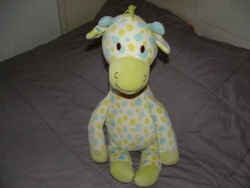 HAPPY HORSE GIRAFFE BLUE BIG GOFFY VELOURS WIT LICHTBLAUW, Kinderen en Baby's, Speelgoed | Knuffels en Pluche, Nieuw, Overige typen