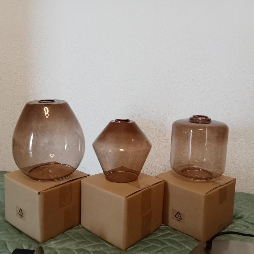 Hanglamp rookglas, Gebruikt, 50 tot 75 cm, Ophalen of Verzenden, Glas