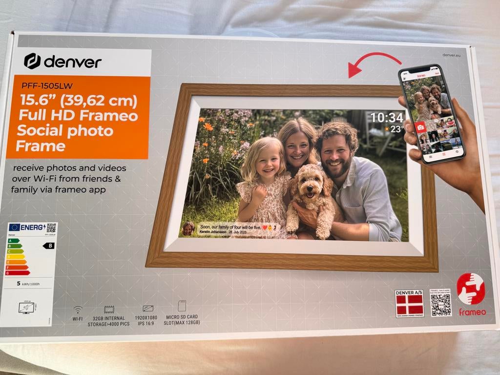 Denver PFF-1505LW 15.6" Full HD Frameo Digitale Fotolijst, Audio, Tv en Foto, Fotografie | Digitale fotolijsten, Ophalen, Nieuw