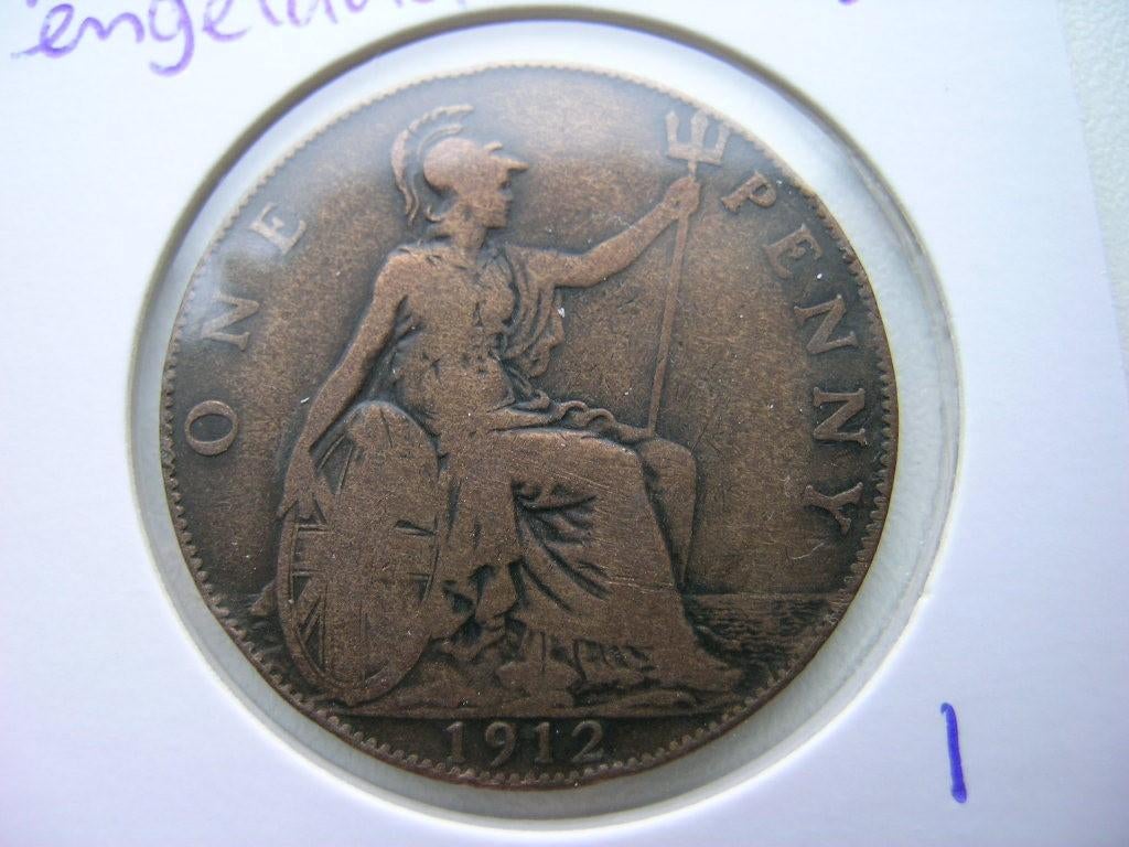 Penny 1912 Engeland (nr 1), Postzegels en Munten, Munten | Europa | Niet-Euromunten, Ophalen of Verzenden, Overige landen, Losse munt