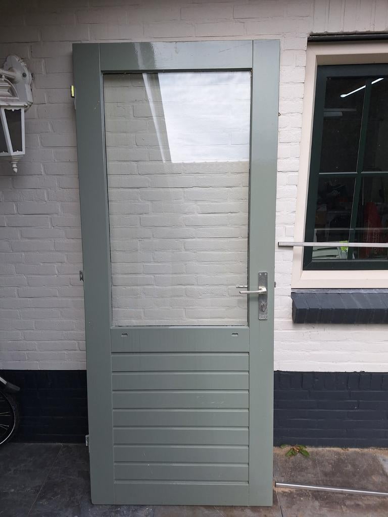 Houten  achterdeur, Doe-het-zelf en Verbouw, Ophalen of Verzenden, Gebruikt, Buitendeur, 200 tot 215 cm