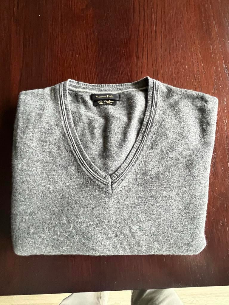 Massimo Dutti V-hals trui - XL, Kleding | Heren, Truien en Vesten, Ophalen of Verzenden, Gedragen, Maat 56/58 (XL), Grijs